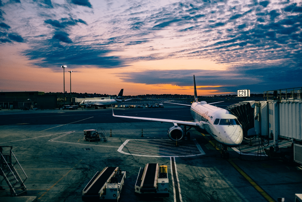 plane parked at terminal